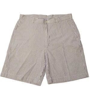 Jos. A. Bank Seersucker Shorts Mens 38 Blue White Striped Stays Cool 1460-00845